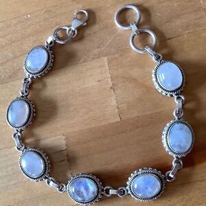𝅺sterling SILVER 925 MOON STONE BRACELET LENGTH 8.5 in​